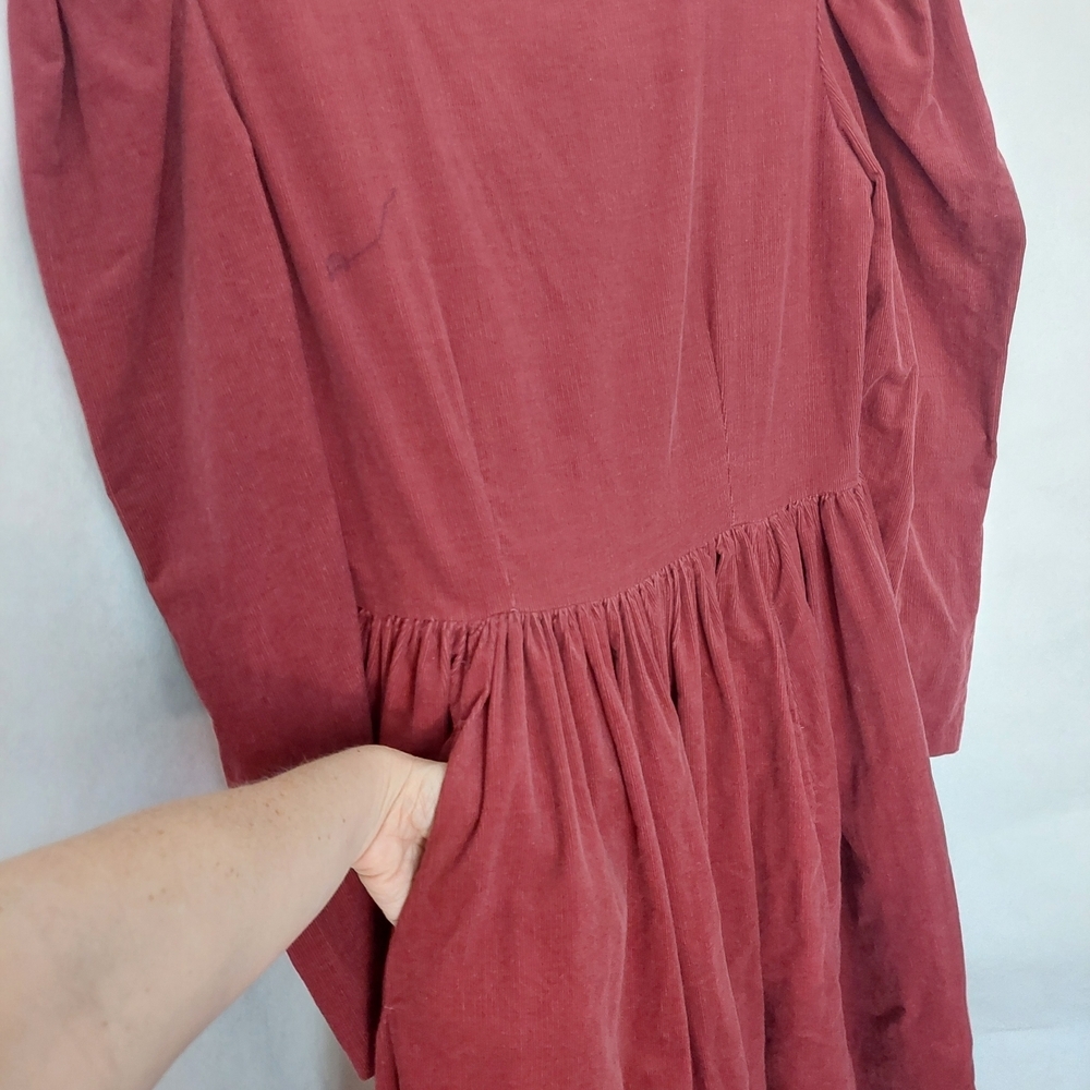 Laura Ashley Burgundy Long Sleeve Dress - Picture 5 of 13